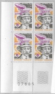 1973 Bloc De 4 Coin Numéroté Santos Dumont Neuf ** N°1746 - 1960-1969