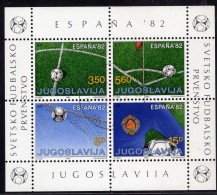 WM Fußball Espana 1982 Jugoslawien Block20 O 2€ Anstoßpunkt Eckball Ball Im Netz Ss Soccer M/s Bloc Sheet Bf Jugoslavija - Used Stamps