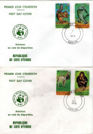 WWF Forerunner IVORY COAST 3 Local FDCs  / CÔTE D'IVOIRE 3 Lettres De Première Jour Animaux En Voie De Dispiration -1979 - Autres & Non Classés