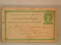 Canada Postal Stationery - Entier Postal 1883 - Oblit Winnipeg + Hamilton - Trou De Classement - 1860-1899 Reign Of Victoria