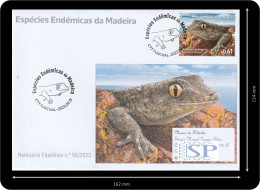 Portugal 2023 Carimbo Comemorativo Espécies Endémicas Da Madeira Endemic Species Fauna Gecko Osga - Marcofilie