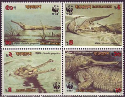 Bangladesh 1990 WWF Gavial Reptile 4v MNH Endangered Animal Fauna MNH Mi 323-26 Scott 340-43 W.W.F. Crocodile - Autres & Non Classés