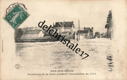 CPA 10 0014 BAR-sur-SEINE - Faubourg De La Gare Pendant L'Inondation De 1910 - Précurseur écrite Et Circulée - Bar-sur-Seine