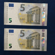 EURO SPAIN 5 V014C4 VB999 LAGARDE  UNC, PAIR CORRELATIVE - 5 Euro