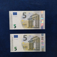 EURO SPAIN 5 V014I6 VC LAGARDE UNC, PAIR CORRELATIVE RADAR2 - 5 Euro