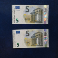 EURO SPAIN 5 V014J2 VC LAGARDE UNC, PAIR CORRELATIVE RADAR2 - 5 Euro