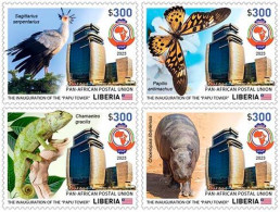 Liberia 2023, PAPU, Iguana, Butterfly, Tapir, Bird, Join Issue, 4val - Joint Issues