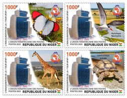 Niger 2023, PAPU, Giraffe, Butterfly, Turtle, Bird, Join Issue, 4val - UPU (Wereldpostunie)