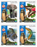 Sierra Leone 2023, PAPU, Elephant, Butterfly, Iguana, Bird, Join Issue, 4val - UPU (Universal Postal Union)