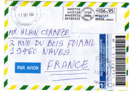 Brésil Vignette D'affranchissement De Guichet D'Alphaville De 2008 En Lettre Recommandée Pour La France - Franking Labels