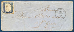 Lettre 1858 SARDAIGNE N°12 20c Bleu Fonçé Oblit Dateur Sarde De CHAMBÉRY Pour ST GENIX Dateur SARDE En Arrivée TTB - Sardegna