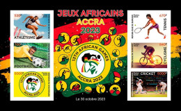 Burundi 2023, African Games. Atheltic, Tennis, Football, Bike, Cricket, Sheetlet IMPERFORATED - Nuevos