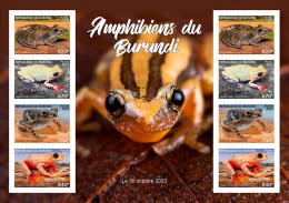 Burundi 2023, Anphibius, Frogs, Sheetlet IMPERFORATED - Nuevos