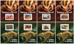 Burundi 2023, Anphibius, Frogs, Turtrle, Snake, Crocodile, 8BF IMPERFORATED - Serpents