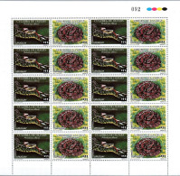 URUGUAY SNAKES REPTILES POISON Full Sheet Of 20 Stamps MNH - SCOTT CATALOGUE VALUE $145 - Serpenti