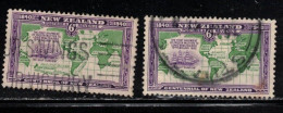 NEW ZEALAND Scott # 237 Used X 2 - Ship & World Map - Used Stamps