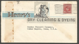 1943 Henry's Dry Cleaning Illustrated Advertising Cover 4c War Winnipeg Manitoba - Storia Postale