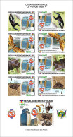 Centrafricana 2023, PAPU, Monkey, Moths, Snake, Ostric, Join Issue, 9val In Block IMPERFORATED - WPV (Weltpostverein)