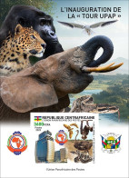 Centrafricana 2023, PAPU, Monkey, Moths, Snake, Ostric, Join Issue, BF IMPERFORATED - UPU (Wereldpostunie)