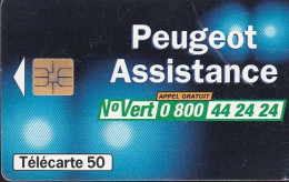 F825 02/1998 - PEUGEOT ASSISTANCE - 50 SO3 - (verso N° Impacts Petits Deux Lignes - 2ème Ligne Vers La Gauche Sous Le A) - 1998