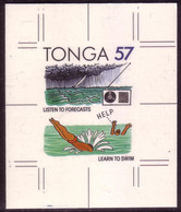 TONGA 1991 Cromalin Proof In English - Storm Coming, Boat Without Radio To Hear Weather Report - 5 Exist - Clima & Meteorología