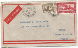 INDOCHINE PA 36C+1C LETTRE COVER AVION QUIHHOW 24.3.1938 ANNAM TO FRANCE - Poste Aérienne