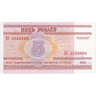 Bélarus, 5 Rublei, 2000, KM:22, NEUF - Bielorussia