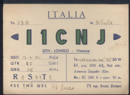 %43 CARTOLINA QSL 1951  I1CNJ LONIGO ENZO ZIVIANI - Otros & Sin Clasificación