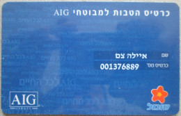 ISRAEL AIG INSURANCE SONOL BENZIN PETROL STATION ID IDENTIFICATION CARTELA CARD CARTE KARTE TARJETA COLLECTOR - Israël