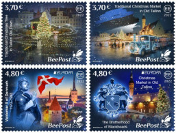 Estonia Estland 2022 Stories And Myths Legends Of Ancient Castles And Christmas Traditions BeePost Set Of 4 Stamps MNH - 2022