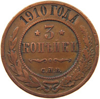 RUSSIA EMPIRE 3 KOPEKS 1910 NIKOLAUS II. (1894-1917) #MA 101878 - Russie