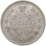 RUSSIA EMPIRE 20 KOPEKS 1915 NIKOLAUS II. (1894-1917) #MA 103553 - Russie