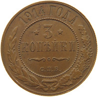 RUSSIA 3 KOPEKEN 1914 NIKOLAUS II. (1894-1917) #MA 008305 - Russie