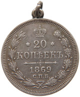 RUSSIA 20 KOPEKS 1869 ALEXANDER II. 1855-1881 #MA 068173 - Russie