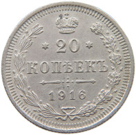 RUSSIA 20 KOPEKEN 1916 NIKOLAUS II. (1894-1917) #MA 008526 - Russie