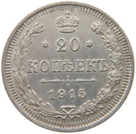 RUSSIA 20 KOPEKEN 1915 NIKOLAUS II. (1894-1917) #MA 008532 - Russie