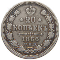 RUSSIA 20 KOPEKEN 1866 ALEXANDER II. 1855-1881. #MA 006878 - Russie