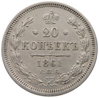 RUSSIA 20 KOPEKEN 1861 ALEXANDER II. 1855-1881. #MA 005465 - Russie