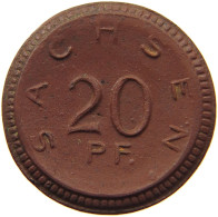 SACHSEN 20 PFENNIG 1921 PORZELLAN #MA 010275 - Andere & Zonder Classificatie