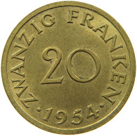 SAARLAND 20 FRANKEN 1954  #MA 099206 - 20 Franchi