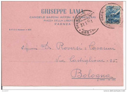 LAMA GIUSEPPE - FAENZA - CARTOLINA COMMERCIALE VIAGGIATA   1949 - TIMBRO POSTE  AMB. FAENZA / RAVENNA - Faenza