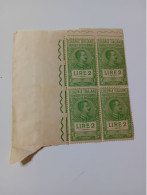 QUARTINA NUOVA MARCHE DA BOLLO COLONIE ITALIANE LIRE 2 NON LINGUELLATE - Revenue Stamps