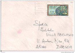 STORIA POSTALE - LAVORO ITALIANO SX, LIRE 600 ,S 1704, ISOLATO IN TARIFFA SU LETTERA VIAGGIATA  1985, TIMBRO POSTE BRESC - Porcelain