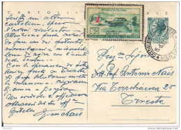 CARTOLINA POSTALE ,  SIRACUSANA LIRE 20 CON AGGIUNTA  ILLUSTRAZIONE  FRANCOBOLLO TCI,  VIAGGIATA  1957, - Varietà E Curiosità