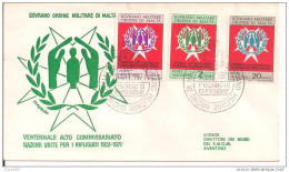 SMOM, VENTENNALE  ALTO COMMISSARIATO  NAZIONI UNITE  RIFUGIATI  1951-1971,  FDC 1971, - Refugees