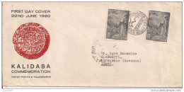 INDIA, KALIDASA COMMEMORATION,1960, BOMBAY G.P.O., ITALY, - Cartas & Documentos