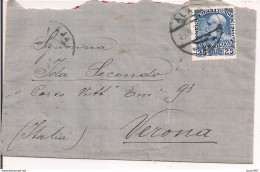 OCCUPAZOPNE  AUSTRO-UNGARICA,HELLER 25, LETTERA VIAGGIATA 1911, TIMBRO POSTE  ALA (TRENTO),VERONA, - Trente & Trieste