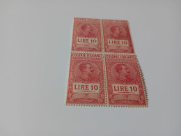 QUARTINA NUOVA MARCHE DA BOLLO COLONIE ITALIANE LIRE 10 NON LINGUELLATE - Revenue Stamps