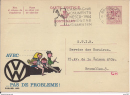 BRUXELLES - CARTE POSTALE,1964,TIMBRO POSTE TARGHETTA "UNESCO 1964.......................................",AVEC.....PAS - Covers & Documents