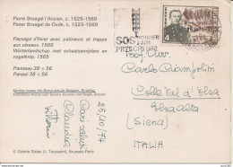 BRUXELLES -1974,TIMBRO POSTE TARGHETTA " SOS  HONGER  FAIM............,SIENA,ITALIA, LEON TRESIGNES 4F- - Brieven En Documenten